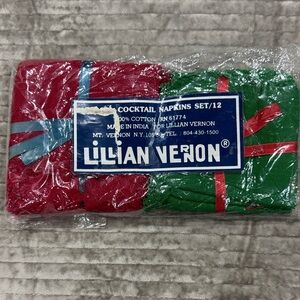 Red and Green Cocktail Napkins Set NOS Lillian Vernon